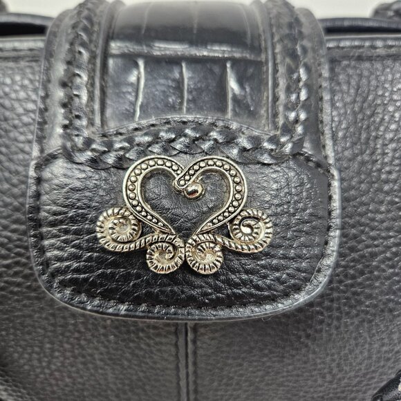 M.C. Marc Chantal Leather Purse Black Tote Croc Alligator Double Strap Bag - Picture 12 of 14